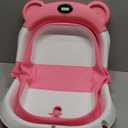 MoreFeel Collapsible Baby Bathtub for Newborn with Thermometer & 1 Hooded Towel & 1 Soft Floating Cushion, Portable Travel Bathtub with Drain Hole, Durable Foldable Baby Tubs for Infants to Toddler (Pink)