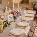 WDF 200PCS Ivory Plastic Plates with Gold Rim - Cream Plastic Plates - Include 100 Dinner & 100 Dessert Fancy Disposable Plate for Party - Heavy Duty Plate for Wedding/Baby Shower/Spring/Mother's Day