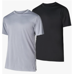 Men’s Athletic Short Sleeve Gym Workout T-Shirts 2 Pack Mens Dry Fit Tees Moisture Wicking Crew Neck Running T Shirt for Men L
