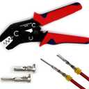 Crimping Tool with Ratchet, Ratcheting Wire Crimper Tool for Open Barrel Terminal Connectors, Electrical Crimping Tool, Crimping Pliers for 20-14 AWG
