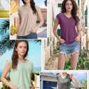 Womens Summer Tee Tops 2026 Cap Sleeve Trendy Tank Top V Neck T Shirts Casual Basic Boho Loose Fit Spring Fashion Shirt (S)