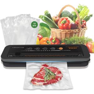 MegaWise Vacuum Sealer Machine | 80kPa Suction Power| Bags and Cutter Included | Compact One-Touch Automatic Food Sealer with External Vacuum System | Dry Moist Fresh Modes for All Saving Needs