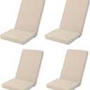 Adirondack Chair Cushions Set of 4 - Removable Covers, Water-Repellent & Fade-Resistant Faux Linen, Securing Straps, Non-Slip Bottom, Fit for Most Outdoor Adirondack & Rocking Chairs - Beige, 45''x20''