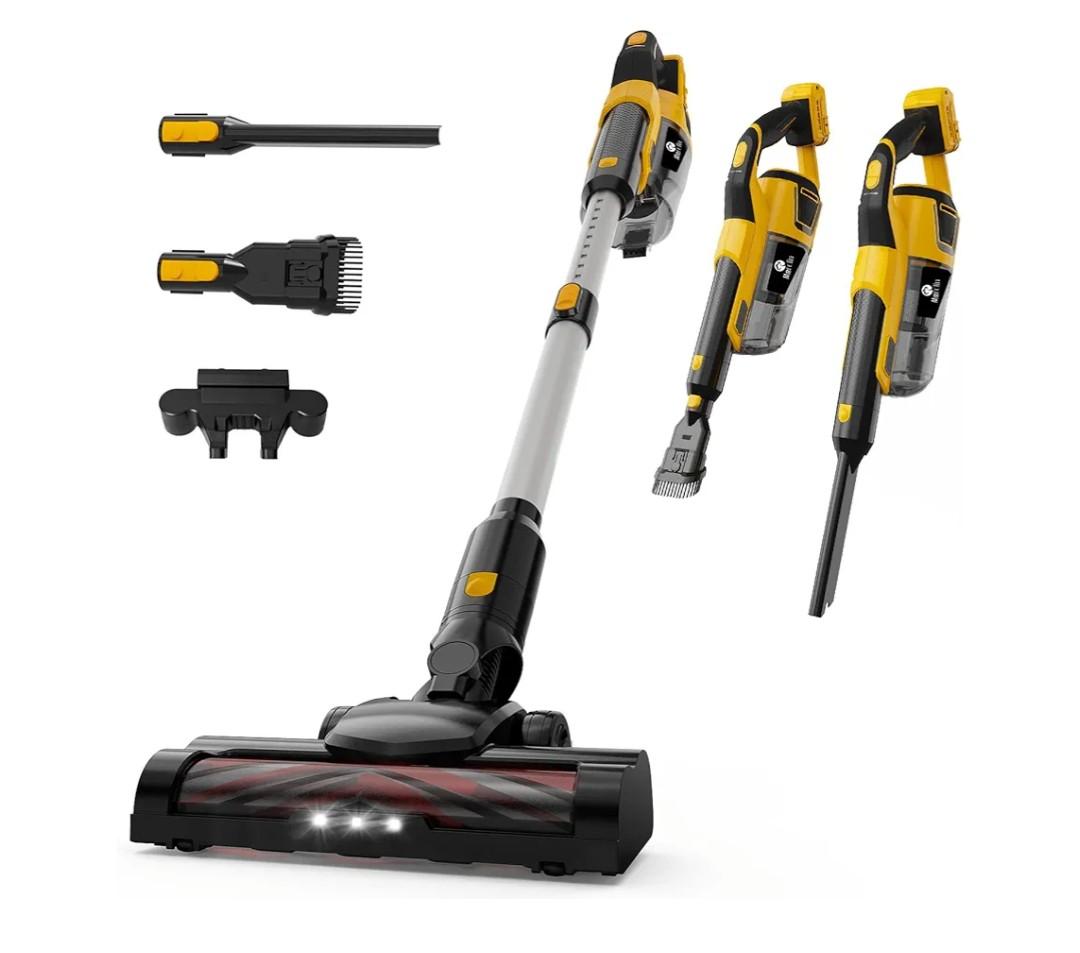 190W Brushless Cordless Vacuum Cleaner Compatible with DeWalt 20V Battery (Tool Only), 20KPa Portable 5-in-1 Lightweight Stick Handheld Vacuum with HEPA Filter for Car Home Carpet Hardfloor Pet Hair