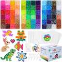 QUEFE Fuse Beads Kit of 72 Assorted Colors, 15000 5mm Beads Craft Kit Including Pegboard, Melting Beads, Ironing Paper, Tweezers & Colorful Hooks, Great Creative Arts and Crafts Set for Girls