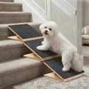 Dog Ramp for Stairs 3 Pack - Adjustable Wooden Stair Wedges for Small Dogs, Foldable Indoor Dog Stair Ramp with Triangular Support and Non-Slip Pads for Senior and Short-Legged Pets