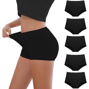 Migbean Womens Seamless Boy Shorts Underwear Soft Stretch Boxer Shorts Briefs No Show Panties 2 Packs Black Grey (Large)