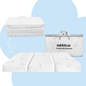 Tri-fold Pack and Play Mattress Pad, 38x26 Memory Foam & High Density Foam Baby Mattress for Pack N Play, Foldable Travel Pack N Play Mattresses for Baby and Toddlers, Breathable & Washable