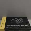 Sofa Arm Tray,Acacia Wood Folding Couch Arm Tray,Sofa Armrest Trays with Anti-Slip Pad for Drinks,Snacks,Phone,Remote Control (Brown)