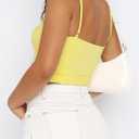 ForeFair Women Y2K Sweetheart Neck Sleeveless Crop Tank Tops Backless Spaghetti Strap Pleated Bustier Camis Going Out Top (Yellow, L)