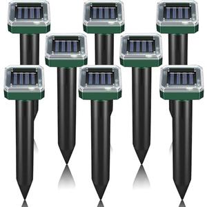 8 Pack Mole Repellent Solar Powered Sonic Mole Deterrent Spikes, Snake Gopher Vole Repellent for Lawn Garden & Yard Gopher Deterrent, Groundhog Repeller