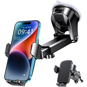 Qifutan Car Phone Holder Mount Phone Mount for Car Windshield/Dashboard/Air Vent Holder for iPhone & Android Smartphone, 360 Adjustable, Cell Phone Camera Mounts