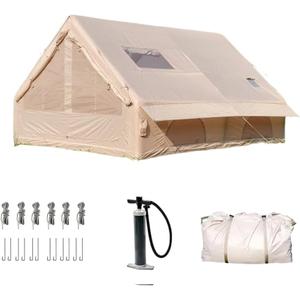 Inflatable Tent with Skylight, 5 Min Easy Setup, Waterproof Oxford, Mosquito Net, Portable Camping Tent for Family Trips, Festivals & Stargazing