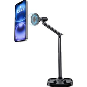 Adjustable Magnetic iPhone Stand for Desk, Phone MagStand for Filming, Phone Holder Stand Compatible with iPhone and All Mobile Phones Tablet (with 2Pcs Magnetic Rings)