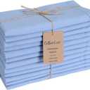 Hemstitch Cloth Dinner Napkins Cotton Set of 12 - Soft Durable Washable - Ideal for Farmhouse Parties Wedding Christmas Easter - Perfect Everyday Use Table Cloth Napkins 18x18 Light Blue