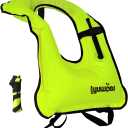 Inflatable Snorkel Vest Adult Snorkeling Jackets Free Diving Swimming Safety Load Up to 220 Ibs (Green)