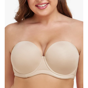 Wekofi Women's Strapless Bra for Big Busted Plus Size Push Up Full Figure Multiway Underwire Bra, Sand 38D