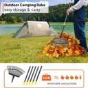 Rake, Gardening Rakes for Leaves Lawns Heavy Duty, 79 in Leaf Rake with 25 Clog-Free Tines, 18.5 Wide Large Head, Metal Garden Tools for Yard Quick Cleanup Garss, Debris, Detachable for Camping
