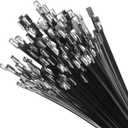 XINGO 60 inch Black Metal Long Zip Ties Heavy Duty 20 Pack, 304 Stainless Steel Zip Ties, 408 lbs Tensile Strength, Multi-Purpose Self-Locking Cable Ties for Exhaust Wrap, Outdoor and Canopy Etc