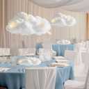 3 Set Artificial Cloud LED Light Decorations Hanging Cloud Baby Shower Table Centerpiece DIY Kit for Ceiling Room Wall 3D Fake Fluffy Cotton Clouds Prop for Birthday Party Nursery Wedding Bridal