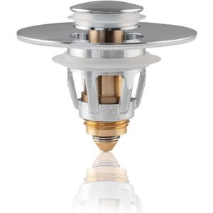 Universal Bathroom Sink Stoppers  Premium Universal Pop-Up Drain Plug for 1.11.96 | Stainless Steel & Brass Core | Anti-Clog Filter | Easy Tool-Free Installation
