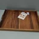 Large Acacia Wooden Serving Tray with Handles 20 x 14 inch Decorative Coffee Table Ottoman Tray for Living Room Extra Large for Kitchen Dinner Food Bar Breakfast in Bed (Color Natural)