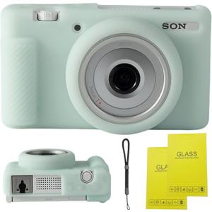 Camera Case for Sony ZV-1F/ ZV-1 II/ZV-1M2 Digital Camera,ZV1F Soft Silicone Protective Bag,Anti-Scratch Slim Fit Soft Sleeve With ZV1 F screen protector and strap wrist. (Light Green)