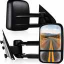 Towing Mirrors, Fit 2014-2018 Chevy Silverado GMC Sierra 1500, Fit 2015-2019 Silverado Sierra 2500 HD 3500 HD Power Adjusted Heated Glass Extended Tow Mirror Side Mirror Black, 2014-2017 Chevy silverado