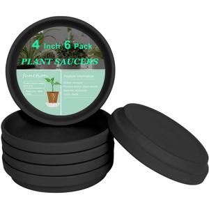vensovo 4 Inch Black Terracotta Plant Saucer Pots Tray - 6 Pcs Round Planter Saucers for Indoor & Outdoor Plants, Small Clay Trays Perfect for 3 Inch 3.5 Inch 4 Inch Flower Pot