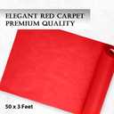 SLS SUPPLY FLORA Gala, Prom, Tea Ceremony, Event Aisle Runner, Disposable Red Carpet Runner with Pull String and Double-Sided Adhesive Strip, for Indoor and Outdoor Events, 50 x 3 Feet