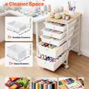 VEVOR Rolling Cart with Drawers, 5 Drawer Storage Organizer, Mobile Utility Cart with Wood Top, Steel Frame, Universal Casters & 2 Brakes, for Office, Classroom, Craft Supplies, Bedroom, Makeup, White