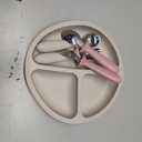 Eascrozn 2 Pack Silicone Divided Baby Plates with Suction, 2 Pack Toddler Forks and Spoons Set, BPA Free, Baby Feeding Set for Toddler Utensils, Microwave and Dishwasher Safe (Purple)