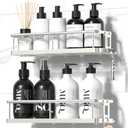 YASONIC Shower Caddy Adhesive, No Drill Bathroom Shower Organizers, with Removable Hooks, Rust Proof Shower Shelves, Wall-Mounted Shower Holder, 2 Pack Silver