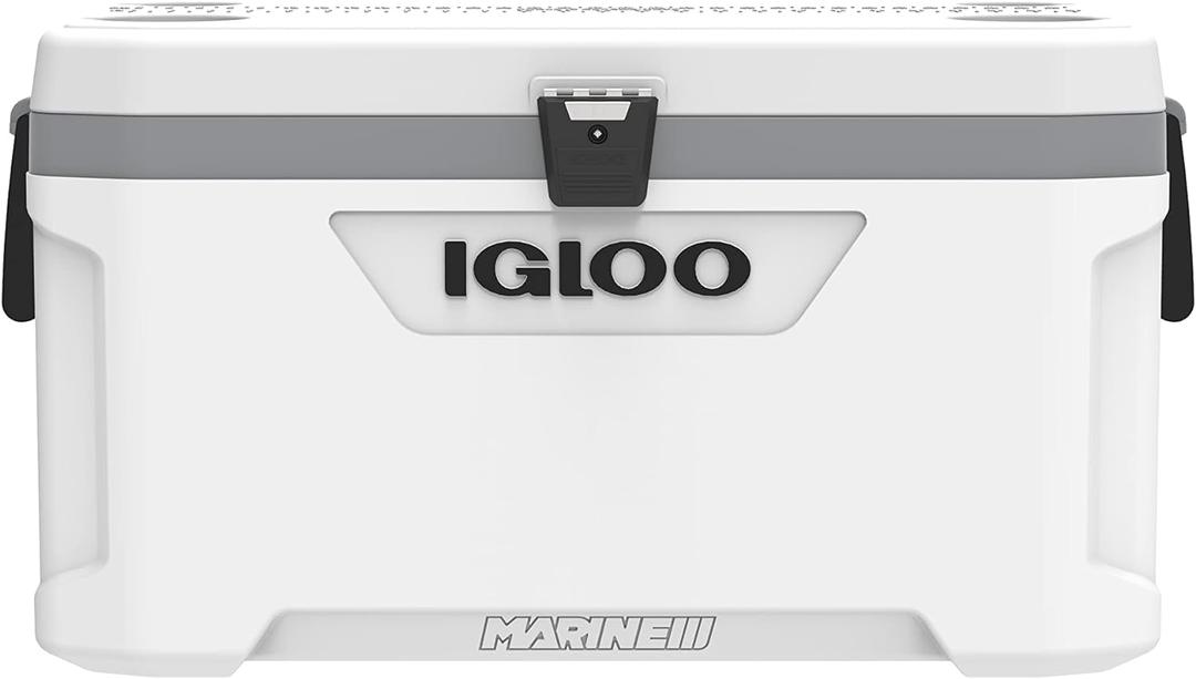 Igloo Coolers Marine Series, Insulated Portable Hard Side Cooler Ice Chest, Great for Fishing, Camping, Boating, & More (White) 70 Qt