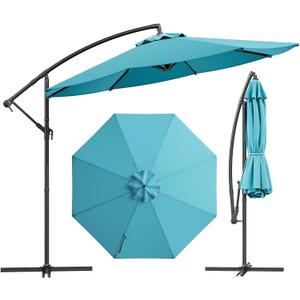 Patio Umbrella, Outdoor Market Umbrella Featuring Push Button Tilt & Hand Crank, 8 Sturdy Ribs, UV Block Waterproof Fade Resistant Canopy, Ideal for Garden, Deck, Backyard, Poolside