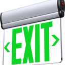 SASELUX Led Edge-Lit Exit Sign ,Brushed Aluminum Housing Single-Sided Clear Rotating Acrylic Panel,Green Led Emergency Exit Light,120V-347VAC,Hardwired Emergency Exit Signs with Battery Backup, UL Listed,Top/Side/Wall Mount(1 Pack)