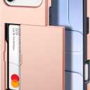 harusaki   iPhone Air Wallet Case with Hidden Card Slot - Wireless Charging Compatible iPhone 17 Air Case with Card Holder for Women and Men (Pink Gold)