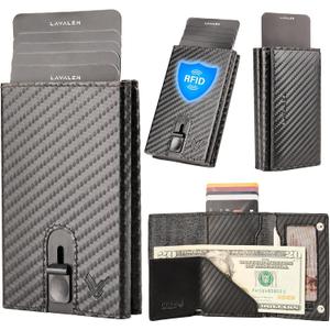 Slim Wallet for Men - Leather, RFID Credit Card Holder - Stylish Mens Wallet for Everyday Use, Handcrafted, Small Yet Practical - Carteras para Hombres - ID Card Holder. (Carbon)