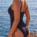 Daci Women's Tummy Control One Piece Swimsuit Sexy High Cut Swimwear (Black, M)