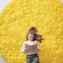 OLANLY Yellow Round Rugs for Bedroom - Machine Washable, 8 ft Circle Area Rugs for Living Room, Soft and Fluffy Shaggy Carpet for Teen Girl and Boys, Nursery Rooms, Dorms, Home Decor Aesthetic