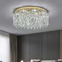 Deckrico 19.7" Gold Crystal Chandelier, Modern Flush Mount Ceiling Light Fixture Luxury Tri-Color LED Lighting for Living Room Dining Room Bedroom