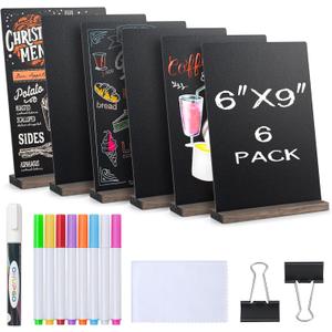 ONUPGO Mini Chalkboard Signs, 6 x 9 Inch Vintage Tabletop Chalk Board Sign with Base Stands - Double Side Mini Menu Boards Small Food Signs for Party Buffet Wedding Bar and Restaurant