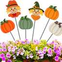 6 Pcs 12'' Thanksgiving Garden Stakes Pumpkin Scarecrow Maple Leaves Fall Metal Yard Sign Yard Stakes Outdoor Thanksgiving Decorations for Planter Lawn Patio Walkway Porch (Cute Style)