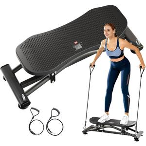 ZCMHAXJ Balance Board for Adults, Ski Machine Exercise Equipment with Resistance Bands, Rock Stepper Featuring LCD Monitor, Portable Wobble Board or Full Body Workout at Home Gym (Black)