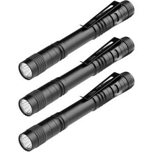 Mini Flashlight, AAA Small Pen Light with Clip, Portable 500lm Pocket Pen Flashlight for Inspection Repair Outdoor Emergency (3 Pack, Black, 5.1")