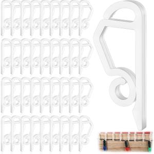 Jetec Christmas Light Clips Gutter Hooks for Outdoor Plastic Seasonal Weatherproof Holiday Light Clips for Xmas Roof Tree Outdoor Hanging Decoration (White)