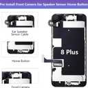 for iPhone 8 Plus Screen Replacement Kit A1864 A1897 A1898 with Ear Speaker Proximity Sensor Home Button Front Camera 3D Touch LCD Display Digitizer Black 5.5 inch