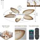 PHORUS 52" Palm Leaf Ceiling Fans with Lights, Outdoor Tropical Ceiling Fans with Remote for Patios Living Room, Dimmable, 6 Speeds, Reversible, Wood Grain