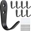 Stainless Steel Hooks for Hanging, Heavy Duty Hook, Wall Hooks Key Holder Wall Mount Hanger Coat Hook Garage Storage Screw Utility Hooks, 8 Pack (Black)