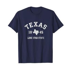 Texas TX T-Shirt Vintage Sports Design Texan Tee T-Shirt M, Navy Blue
